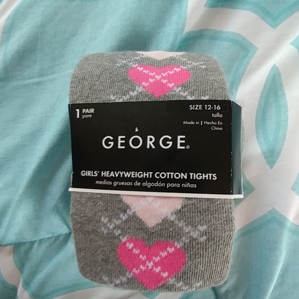 George Girls Heart Tights NWT